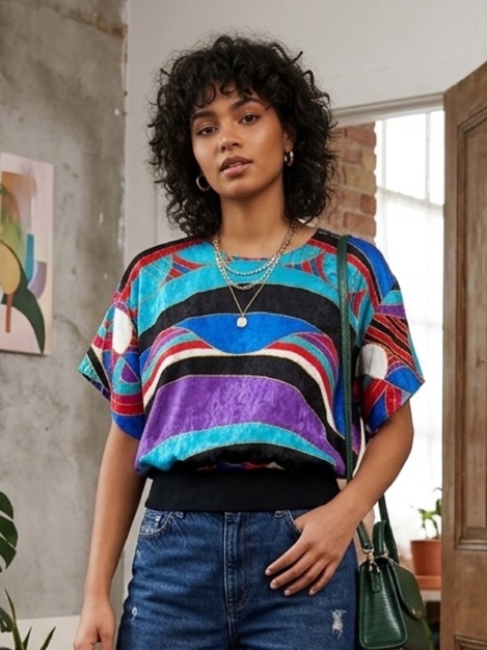 Vintage Gianna Colorful Women’s Top, Size 8 Medium, 1980’s Vibe retro shirt